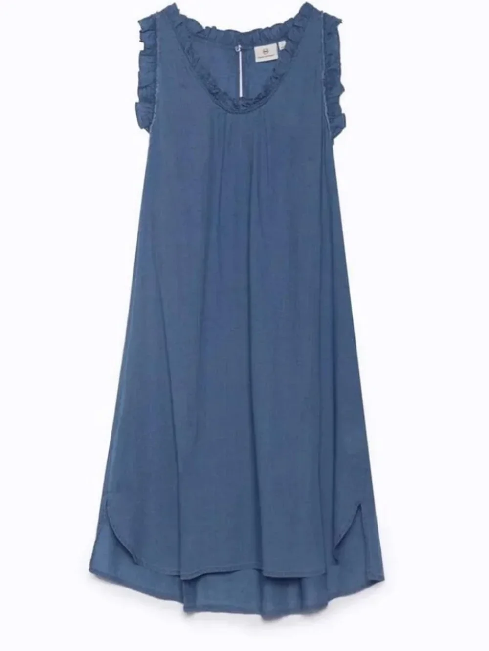 AG New DRESS Cotton Ruffled Shift Lightweight Chambray Blue DIXIE Women's M